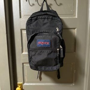 BIG Black Jansport Backpack 5 Zip Pockets